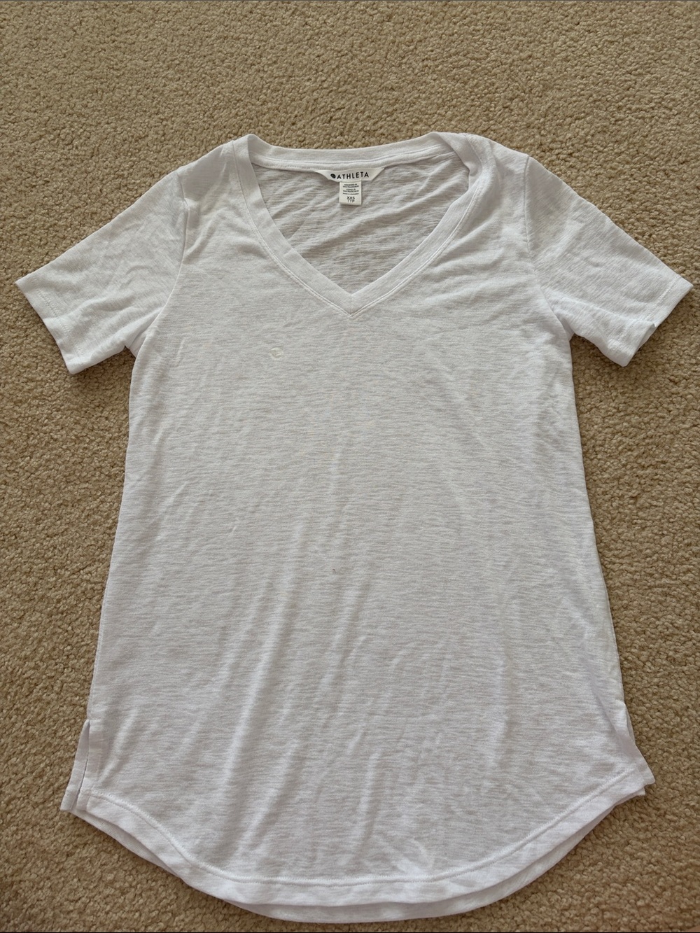 Athleta White V-Neck Short Sleeve Tee